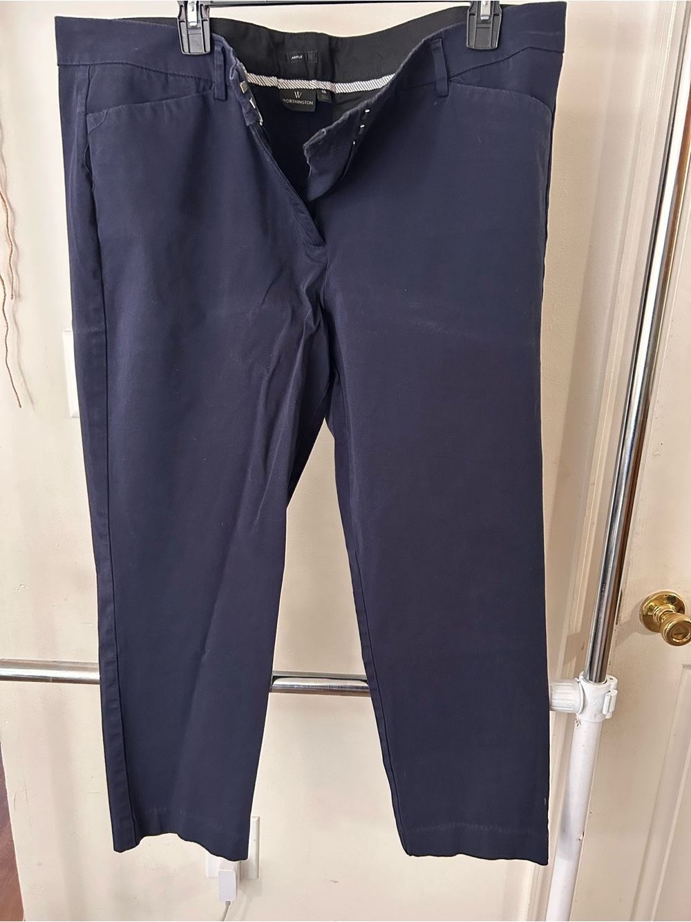Worthington Dark Navy Ankle-Length Straight Pants - Picture 4 of 9